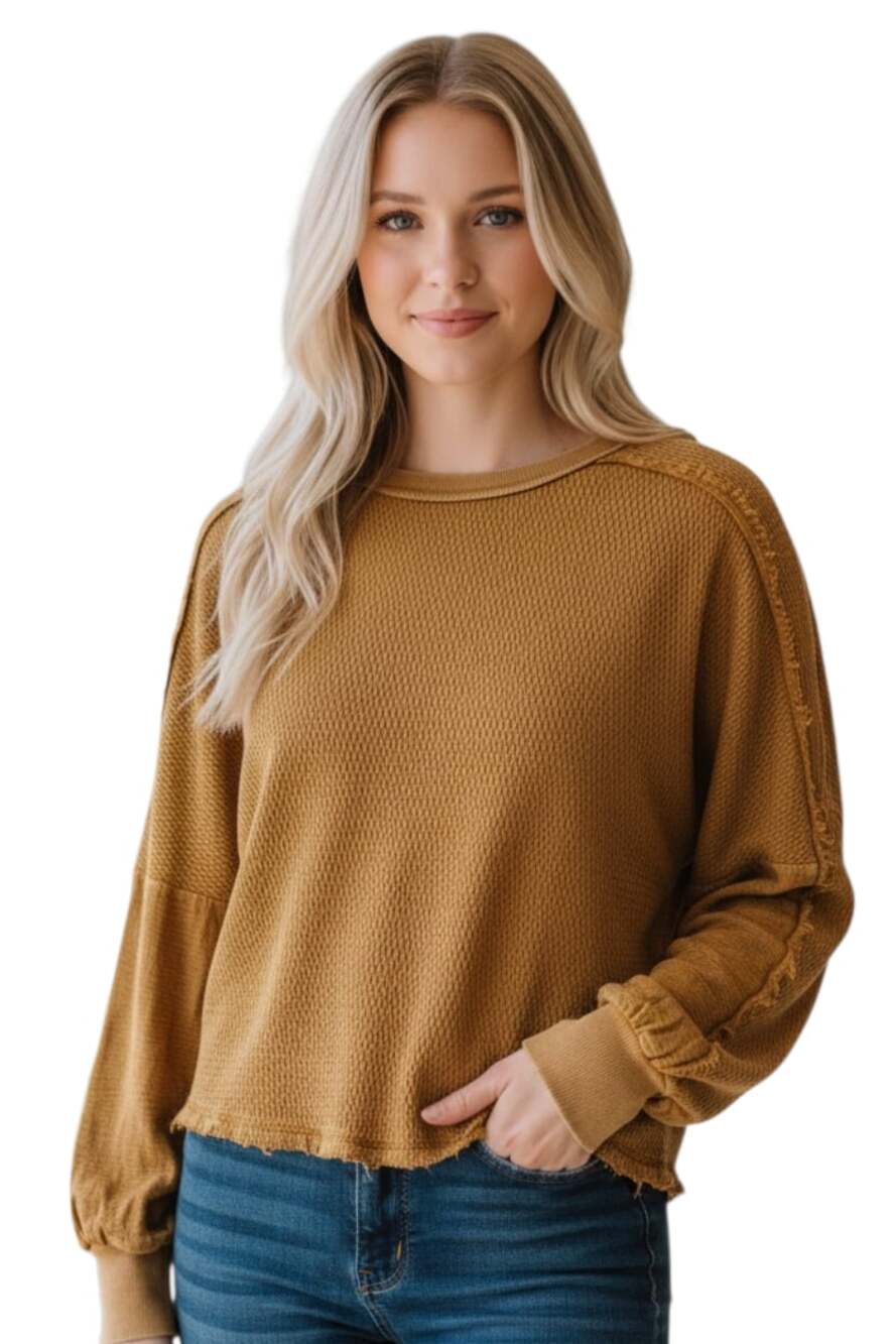 NWT Easel Textured Waffle Knit Top, Size S